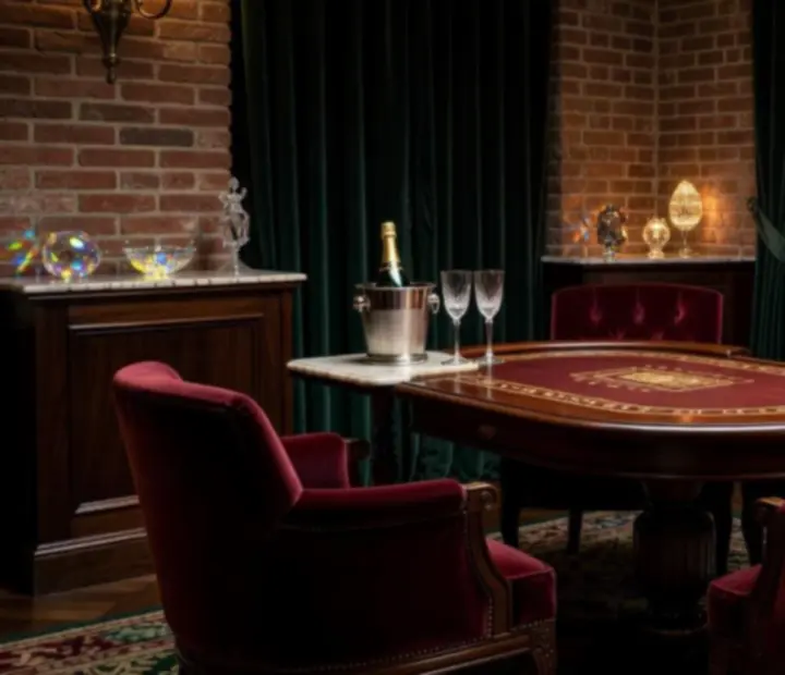 Intimate high-limit salon with private gaming table and soft lighting
