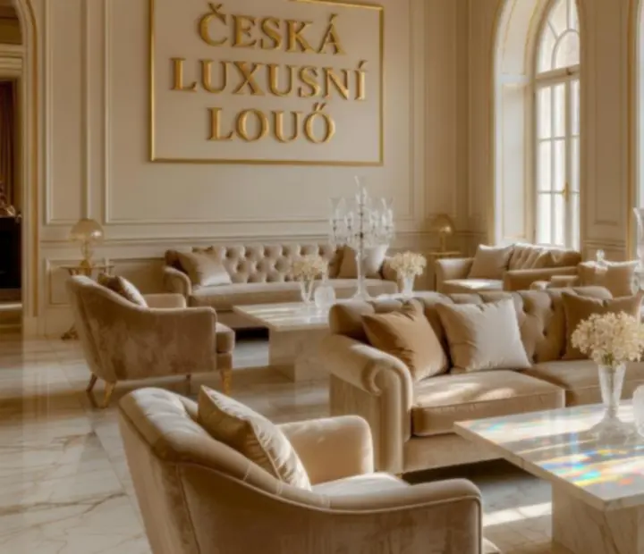 A palace-style lounge at Czechroom with plush seating and marble-topped tables.